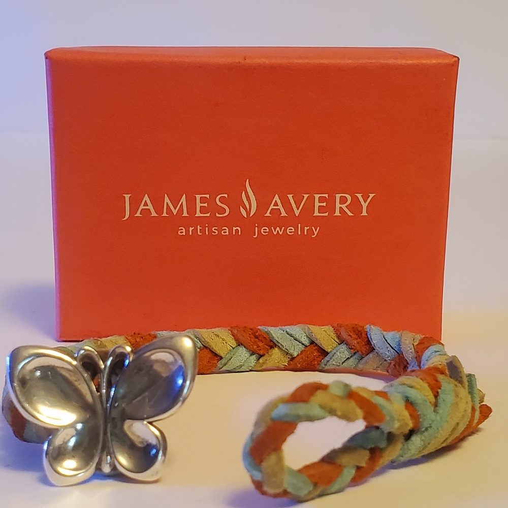 James Avery Retired Butterfly Woven Leather Bracelet - Picture 15 of 16